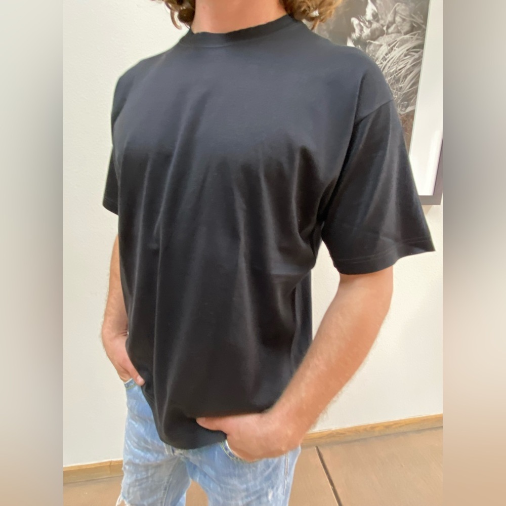 Vintage Lazo Italy Large Black Crew Neck T-Shirt